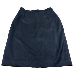 Escada Black Label Silk Wool Sateen Pencil Skirt EU 40 US Medium Dark Grey Flaw